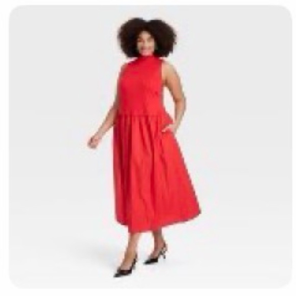 a new day Red Sleeveless High-Neck Midi Dress